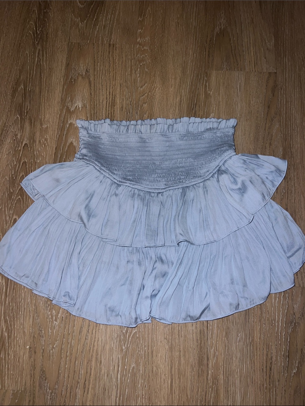 Mustard Seed Light Blue Tiered Ruffle Skater Skirt